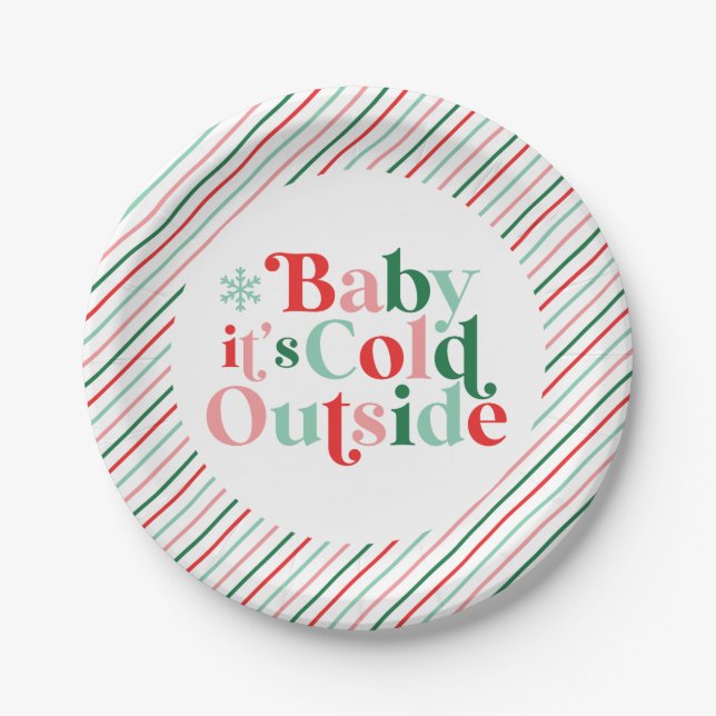 Boho Modern Schriftart Baby Es ist kalt draußen We Pappteller (Vorderseite)