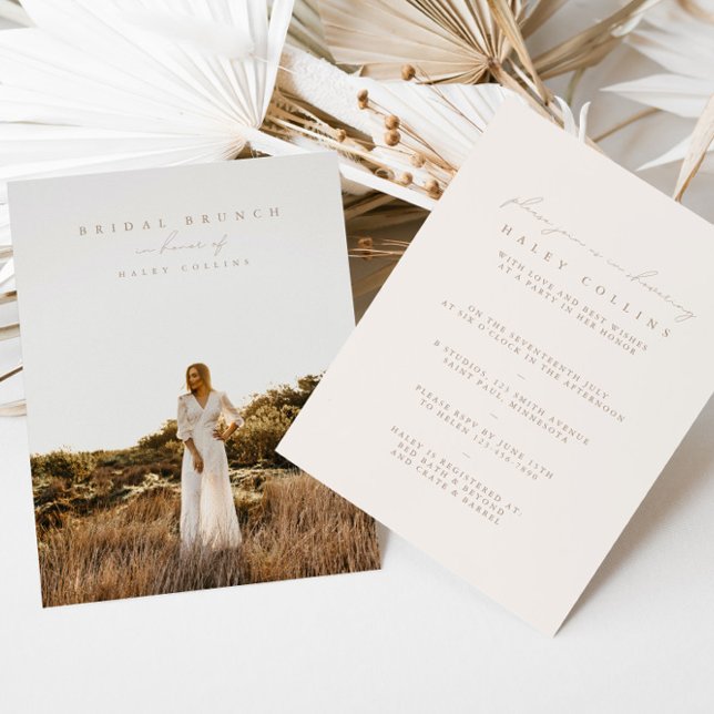 Boho Modern Script Photo Bridal Brunch Invitation (Boho Modern Script Photo Bridal Brunch Invitation)
