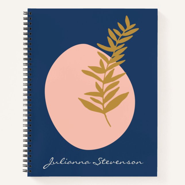 Boho Moderne Abstrakte botanische Kunst Notizbuch (Vorderseite)