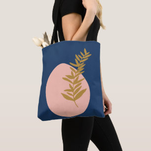 Boho Moderne Abstrakte botanische Kunst Rosa Blau Tasche