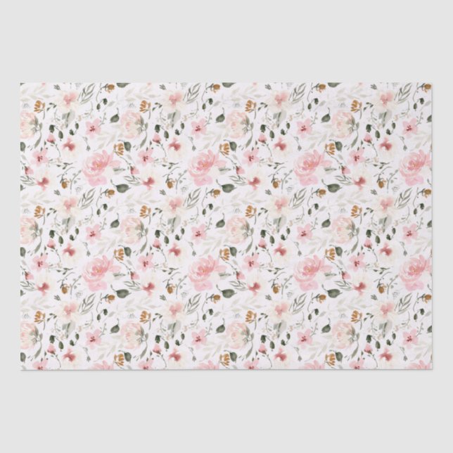 Boho Moderne Aquarellblüte Seidenpapier (Vorderseite)