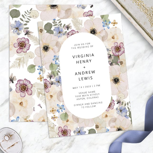 Boho moderne aquarelle Faire-part de mariage flora (Modern Boho Watercolor Floral Wedding Invitation by Painted Paperie
)