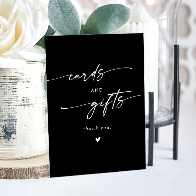 Boho Moderne Blanc Noir Noir Cartes et Cadeaux (Boho Modern White Black Wedding Cards and Gifts Acrylic Sign)