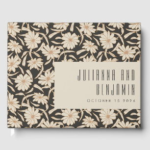 Boho Moderne botanische Black Ivory Custom Wedding Gästebuch