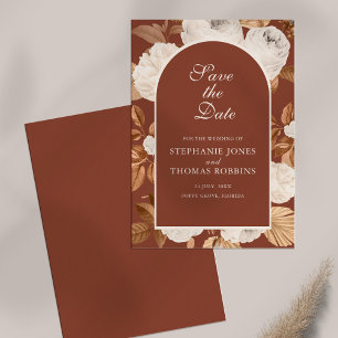 Boho Moderne Dunkle Terrakotta Save-the-Date-Karte Save The Date