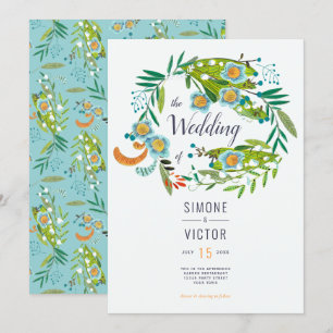 Boho Moderne Florale Lilie des Tals Hochzeit Einladung