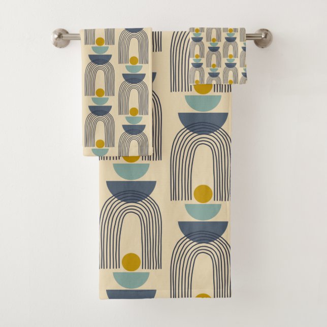 Boho moderne Formes Lignes Arche Motif en bleu  (En situation)