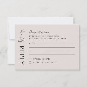 Boho Moderne Minimalistische Hochzeit RSVP Karte