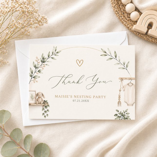 Boho Moderne Nesting-Party Dankeskarte (Von Creator hochgeladen)