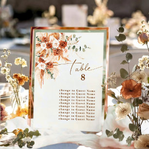 Boho Moderne Terrakotta-Blumen-Tischkarte für 8 Pe