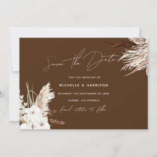 Boho Moderne Weiße Blumenhochzeit Save The Date