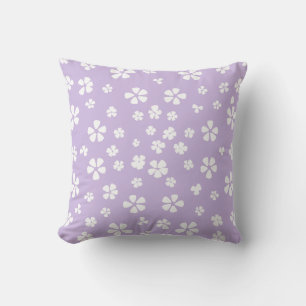 Boho moderne weiße Wildblume Licht lila Lavendel Kissen