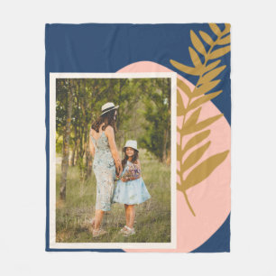 Boho Modernes Abstraktes botanisches Blue Custom F Fleecedecke