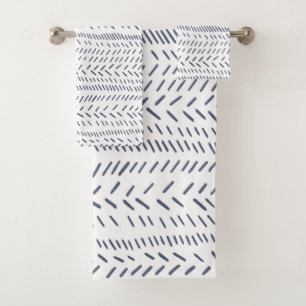 Boho modernes abstraktes Mudcloth in der Marine Badhandtuch Set