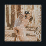 Boho Modernes einfaches Foto Hochzeit rettet das D Magnet<br><div class="desc">Boho Modernes einfaches Foto Hochzeit rettet den Datums-Magneten</div>
