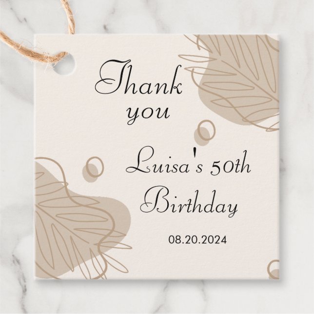 Boho Modernes Leaf im ganzen Alter Geburtstag Geschenkanhänger (Vorderseite)