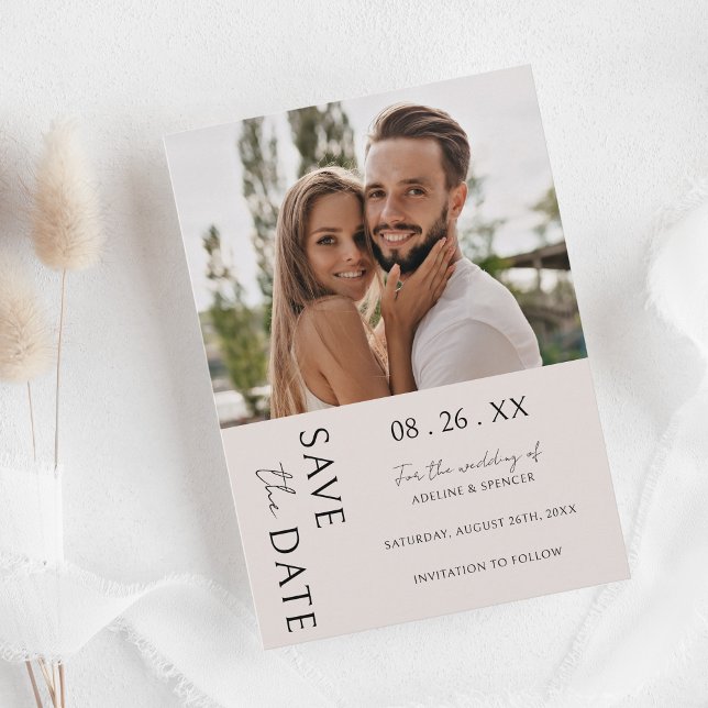 Boho Modernes Minimalistisches Foto Hochzeit Save The Date (Von Creator hochgeladen)