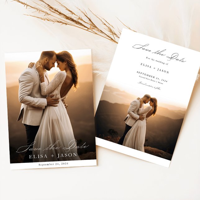 Boho Modernes Vertikales Foto Save the Date Einladung (Von Creator hochgeladen)