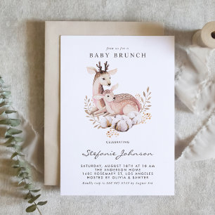 Boho Mommy und Baby Deer Woodland Baby Brunch Einladung