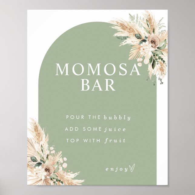 Boho Momosa Pampas Grass Bar Poster (Vorne)