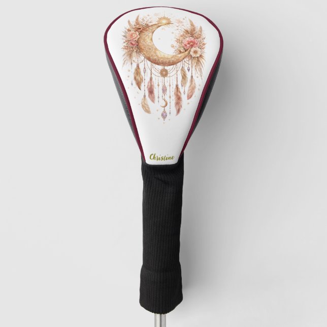 Boho Mond Mystischer Vibe Golf Headcover (Vorderseite)
