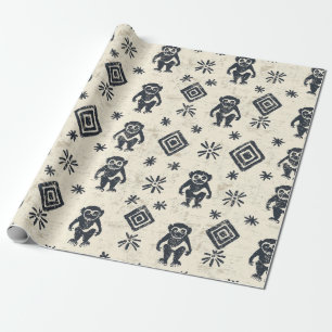Boho Monkey Jungle Safari Muster (2) Geschenkpapier