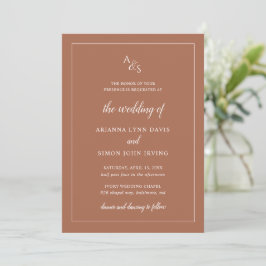 Boho Monogram Burnt Orange Rust Terracotta Wedding Einladung