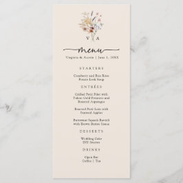 Boho Monogram Menus Menükarte