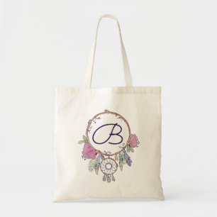 Boho Monogram Watercolor Dreamcatcher Tote Bag Tragetasche