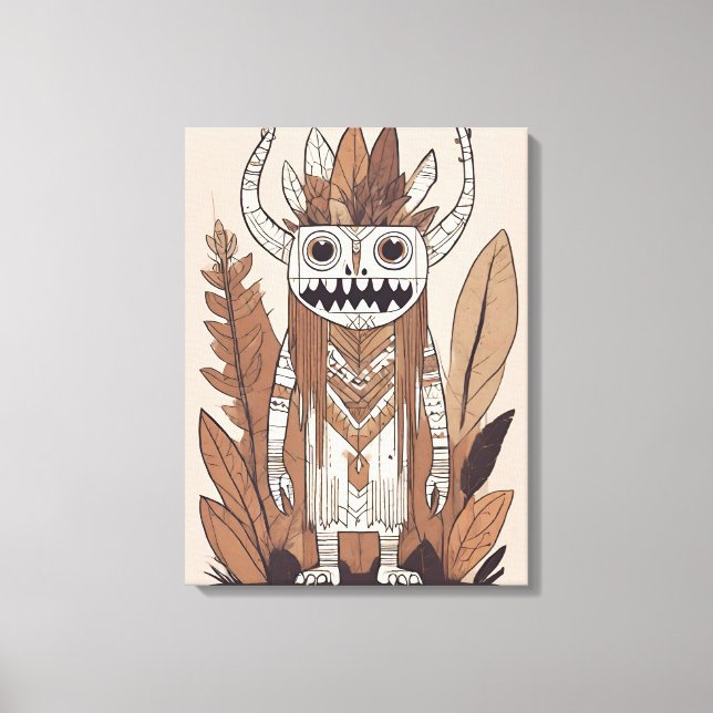 Boho Monster Leaf Botanischer Kunststil Moderne Leinwanddruck (Vorderseite)
