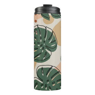 Boho monstera: abstraktes tropisches Muster Thermosbecher