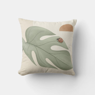 Boho-Monstera-Blatt- und Marienkäfer-Kissen — Salb Kissen