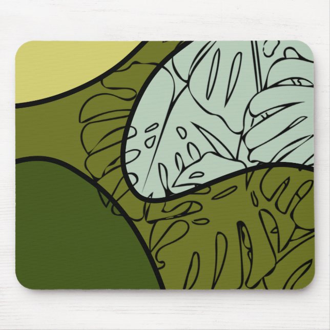 Boho Monstera Blätter Mousepad (Vorne)