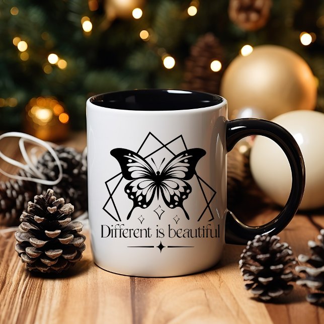 Boho Moon Black and White positive Affirmative Tasse (boho different is beautiful mug)