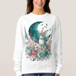 Boho Moon Blume Aquamarin und Mauve Bunny Sweatshi Sweatshirt