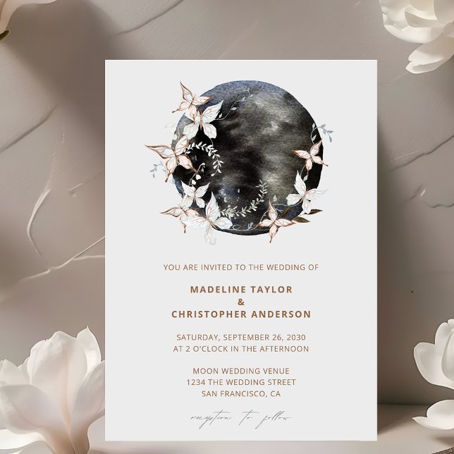 Boho Moon Celestial Botancial Wedding Einladung (Von Creator hochgeladen)