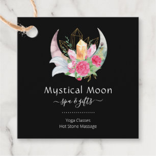 Boho Moon Crystals Feathers Blume Business Card Geschenkanhänger