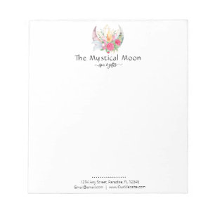 Boho Moon Crystals Feathers Blume Horizontal Notizblock