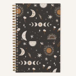 Boho Moon Journal | Schwarz & Gold Notizbuch