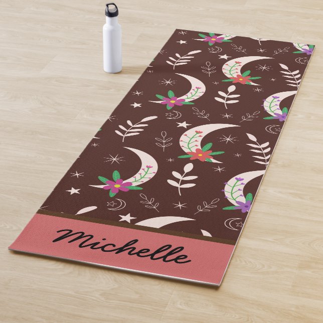Boho Moon mit Blume und Blätter Custom Yogamatte (Beispiel)