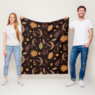 Boho Moon mit dem Muster der Herbstleaves Fleecedecke