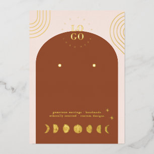 Boho Moon Phase   Terracotta Earring Display Card Folieneinladung