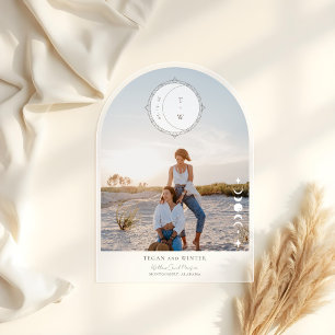 Boho Moon Star Save the Date Arch Foto Wedding Acryleinladungen