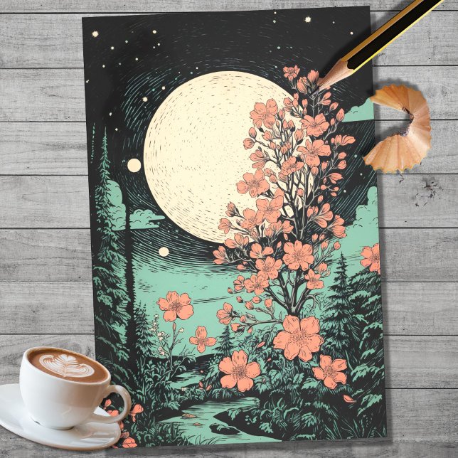 Boho Moon und Blume 7 Dekoupage Paper Seidenpapier (Von Creator hochgeladen)