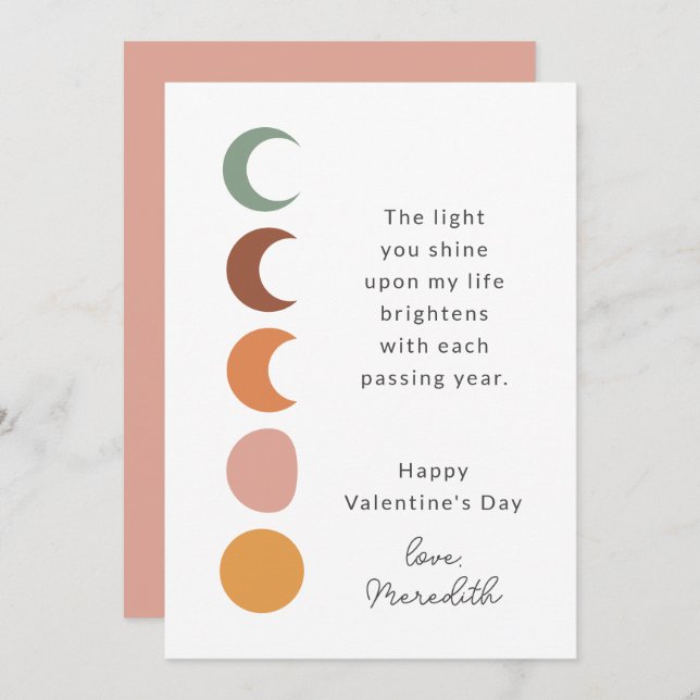Boho Moons Inspiration Dire Carte Valentine (Devant / Derrière)