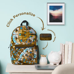 Boho Mosaic Tile Gelber Honey - gedruckter Rucksac Bedruckter Rucksack