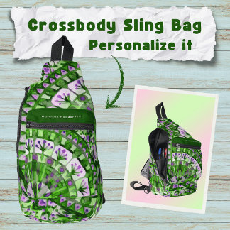 Boho Mosaic Tile Green Grass - Crossbody Bag