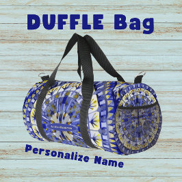 Boho Mosaic Tile Navy Blue Water - Duffle Bag