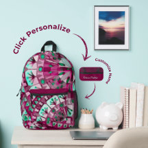 Boho Mosaic Tile Pink Berry - gedruckter Backpack