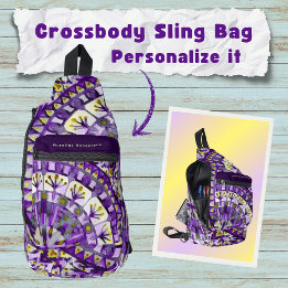 Boho Mosaic Tile Violet Flame - Crossbody Bag